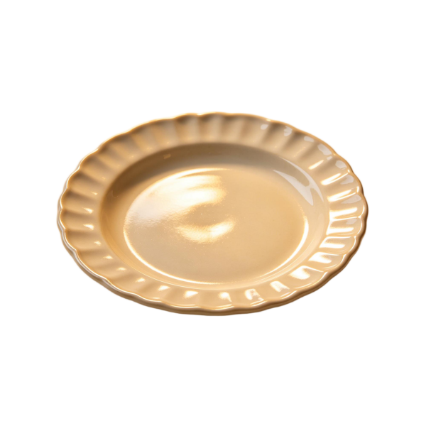 Warm Buttercream Fluted Edge Ceramic Dinner Plate(3-Piece Set)
