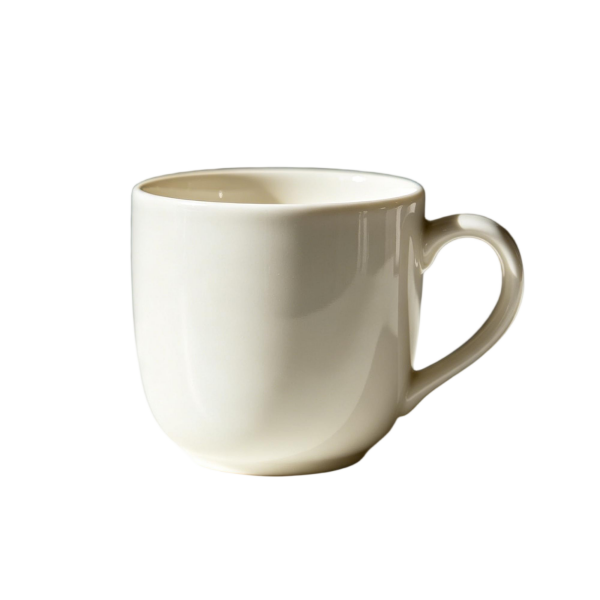 Rounded Ivory Ceramic Mug - Cozy Everyday Coffee Cup(3-Piece Set)