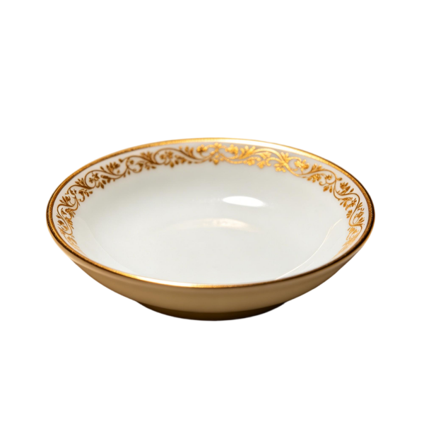 Luxury Gold Vine-Trimmed White Porcelain Shallow Bowl Plate(3-Piece Set)