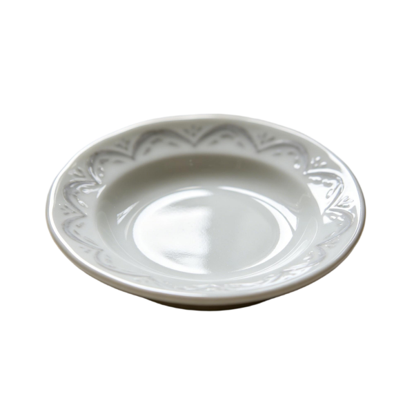 Delicate White Embossed Heart-Rim Porcelain Side Dish(3-Piece Set)