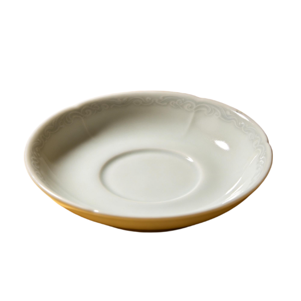Soft Celadon Embossed Scrollwork Porcelain Saucer(3-Piece Set)