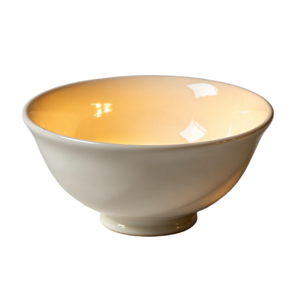 Glossy Cream Ceramic Rice Bowl - Elegant Everyday Tableware(3-Piece Set)