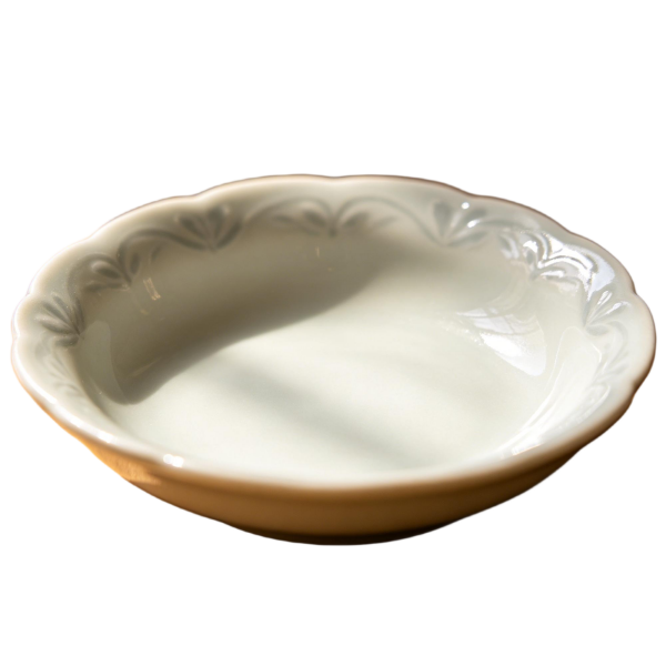 Soft Sage Green Embossed Floral Rim Ceramic Dish(3-Piece Set)
